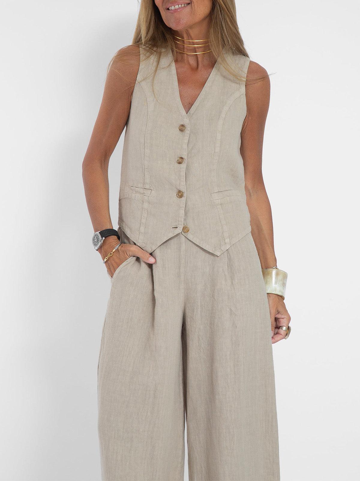 Vest & Trouser Cotton Casual Suit