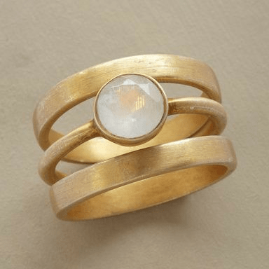 Vintage Gold & Intarsia Moonstone Ring