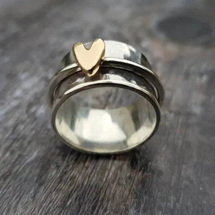 Vintage Hanging Heart Silver Ring