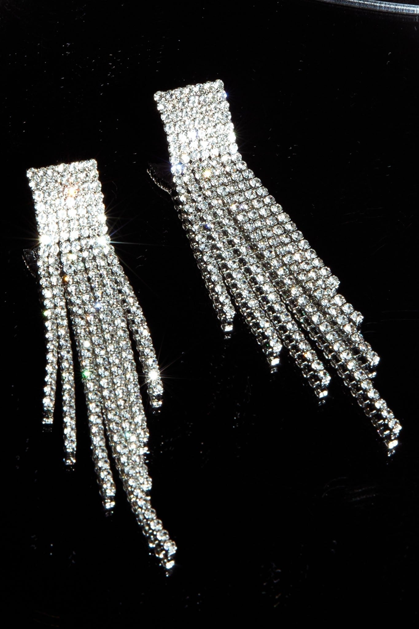 Zarah Silver Dangle Earrings with Diamonds