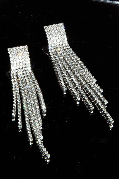 Zarah Silver Dangle Earrings with Diamonds