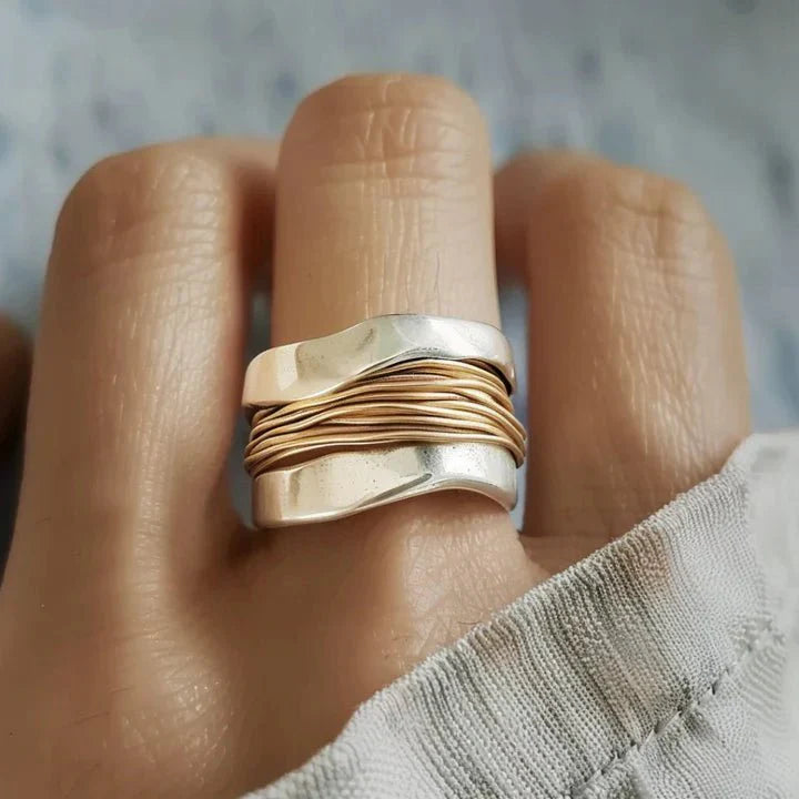 Silver Ring with Gold Thread